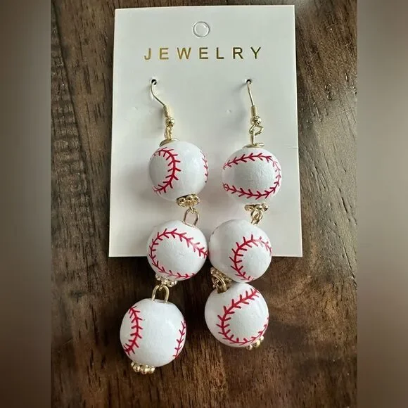 NWT Baseball Dangle Earrings - Picture 2 of 3